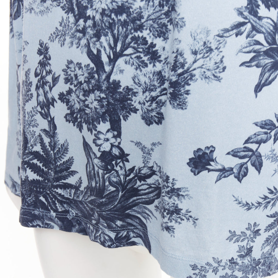 ERDEM 2022 Victor blue cotton Pembridge floral toile print turtleneck tshirt XL