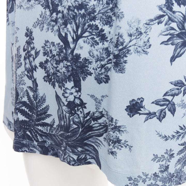 ERDEM 2022 Victor blue cotton Pembridge floral toile print turtleneck tshirt XL