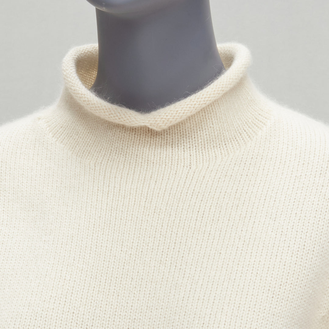 OLD CELINE PHOEBE PHILO cream cashmere mohair cutout turtleneck sweater M