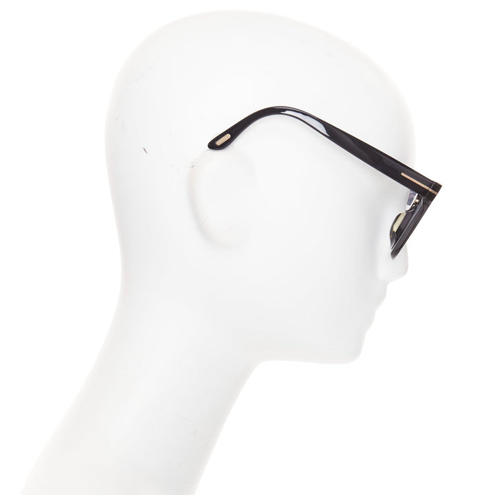 TOM FORD Sari TF690-F black acetate silver T bar oversized optical frame glasses