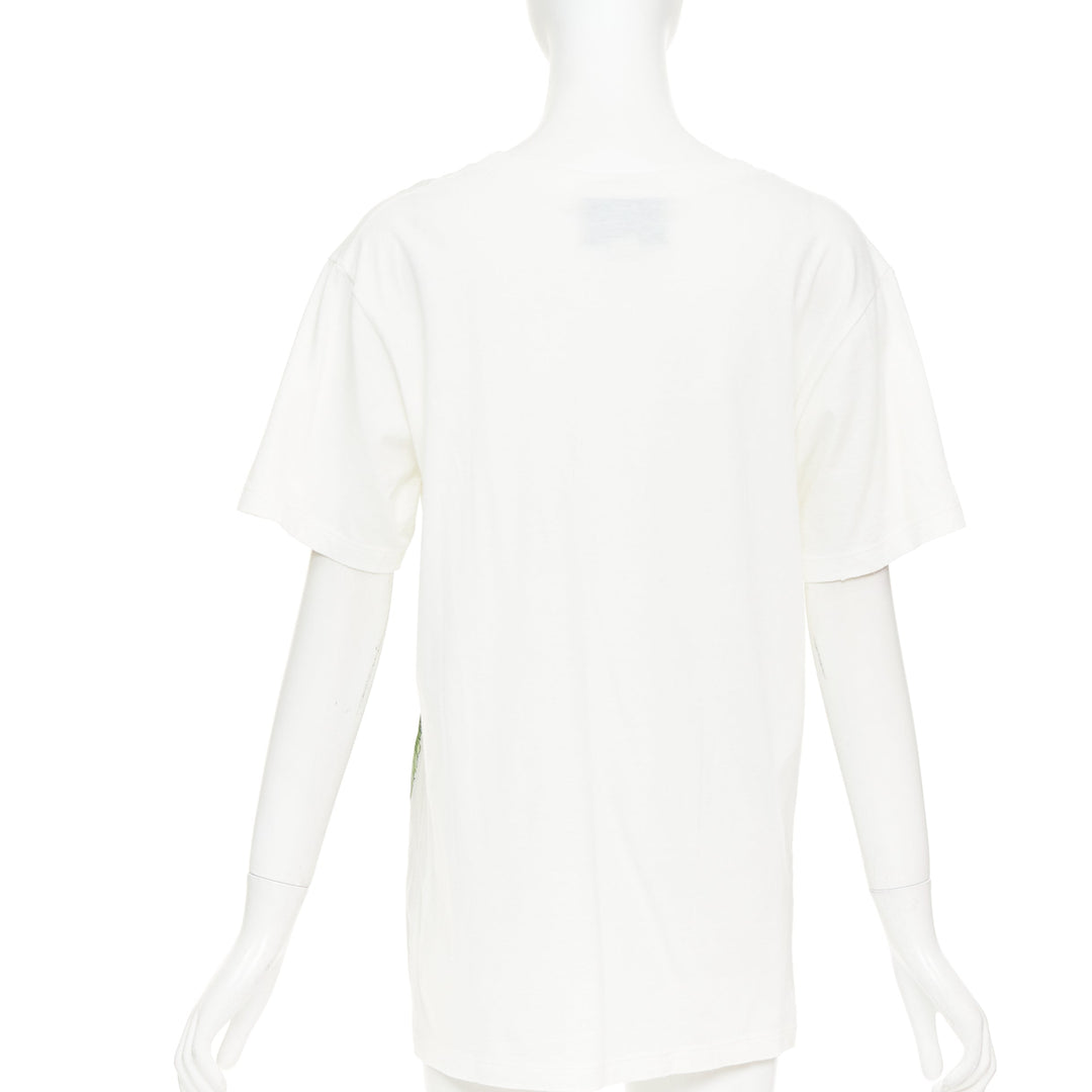 GUCCI Alessandro Michele white floral bloom vintage logo green red web tshirt XS