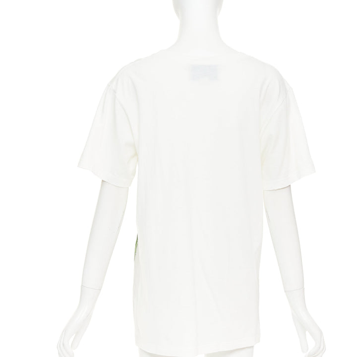 GUCCI Alessandro Michele white floral bloom vintage logo green red web tshirt XS
