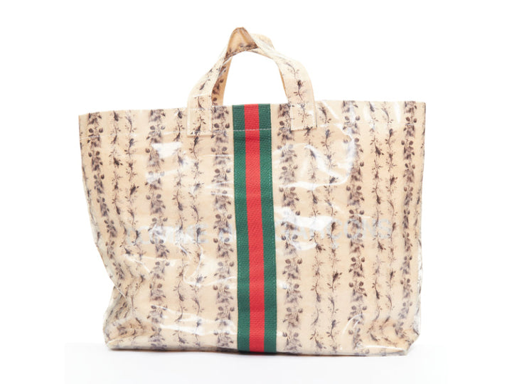 GUCCI COMME DES GARCONS 2021 green red beige vinyl pvc sherry paper tote bag