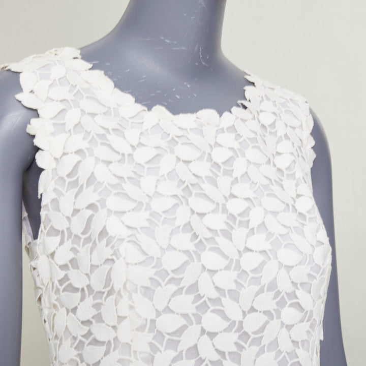 OSCAR DE LA RENTA Iso off white floral guipure leaf lace bridal dress US4 S
