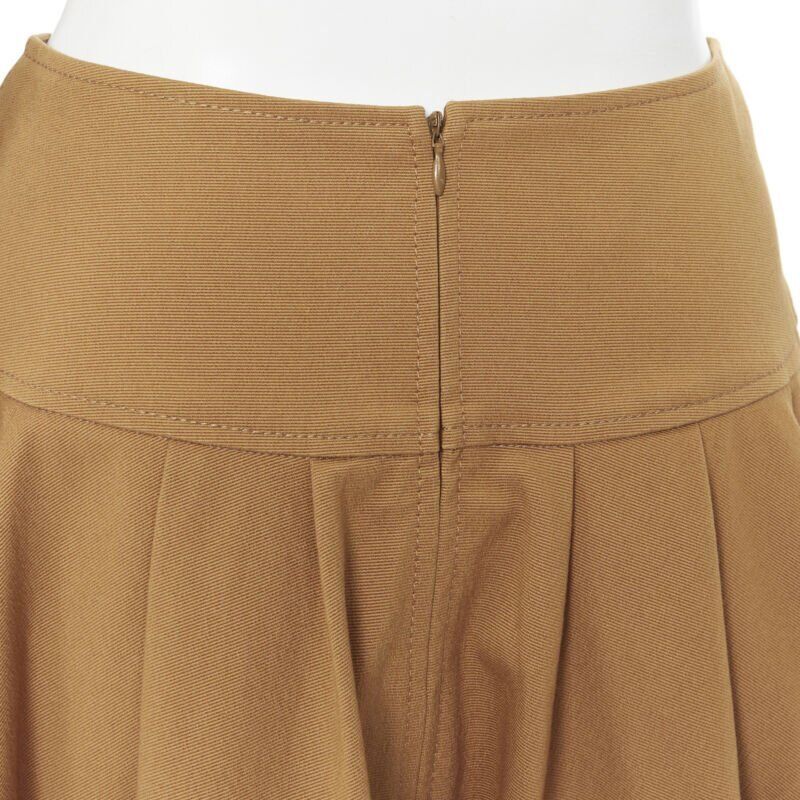 OSCAR DE LA RENTA tan brown nylon cotton flared knee length skirt US0 25"