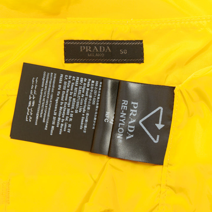 PRADA 2022 Re Nylon Triangle Logo Plaque yellow casual Bermuda shorts IT50 L