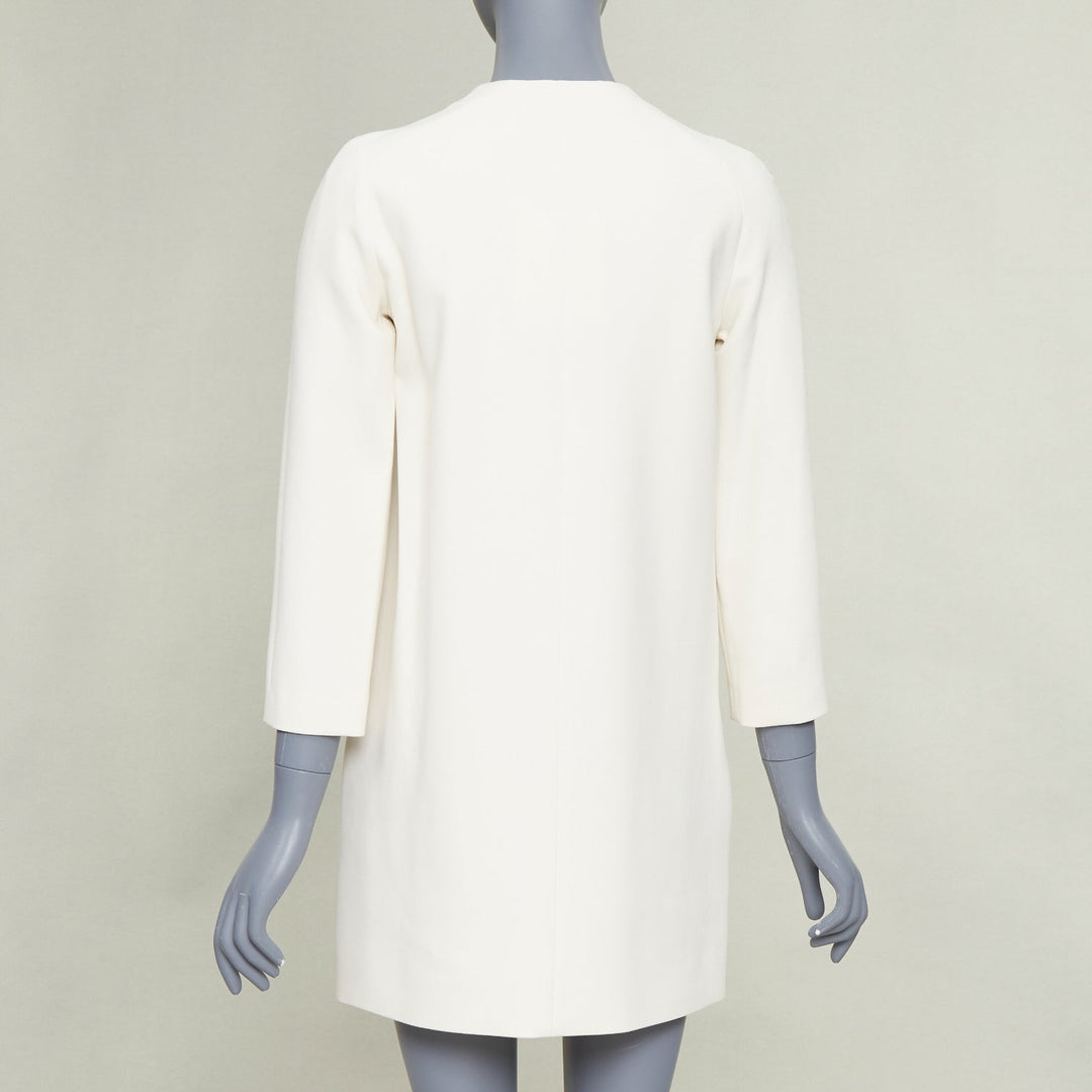 THE ROW Orga off white beige stretch-cady crepe neck zip shift dress US0 XS