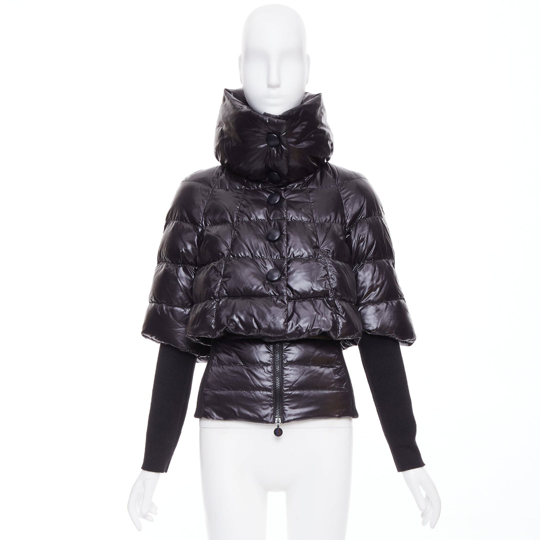 MONCLER Norme Afnor G32-003 black nylon layered high neck puffer jacket Sz.0 XS