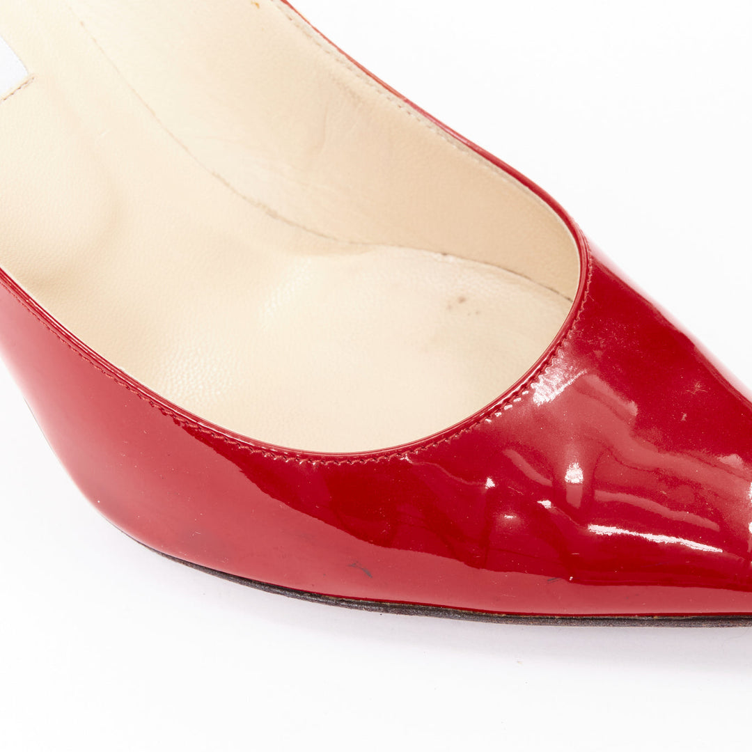 JIMMY CHOO red patent leather pointy toe stiletto heel pump EU39
