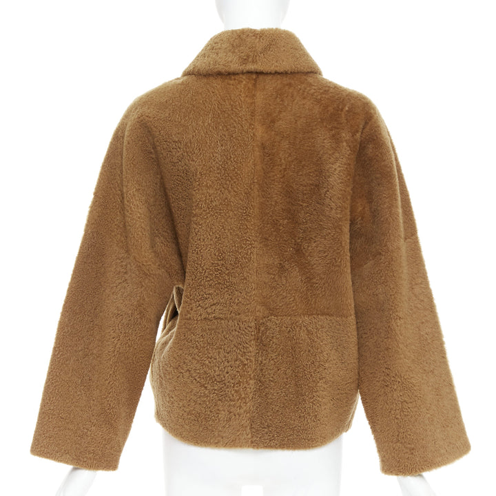 MAX MARA brown lambskin leather shearling Teddy short coat IT38 XS