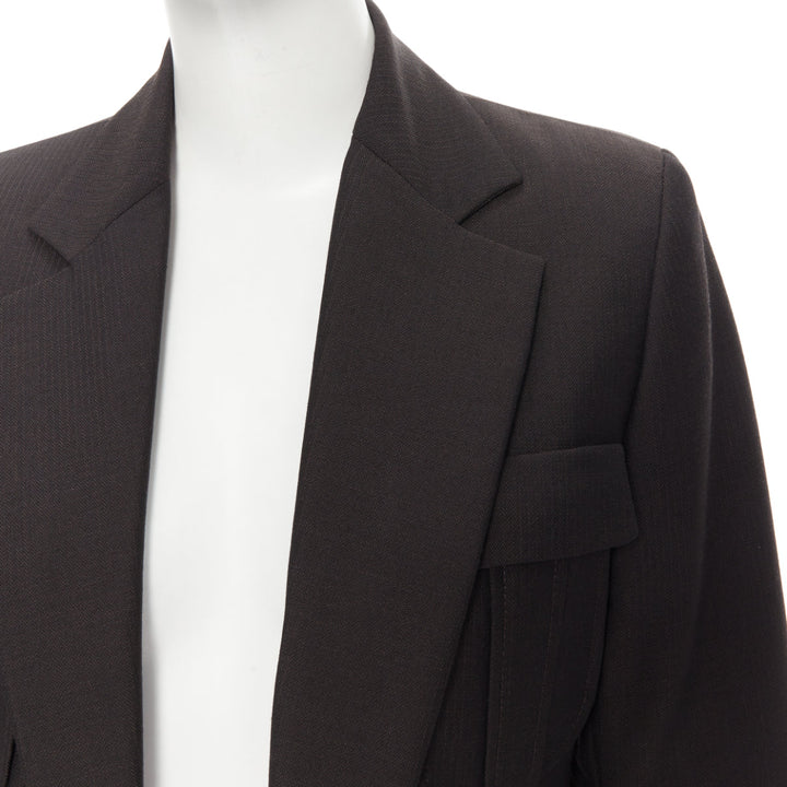 vintage GUCCI TOM FORD 1996 brown wool mohair dart front blazer pant set IT42 M