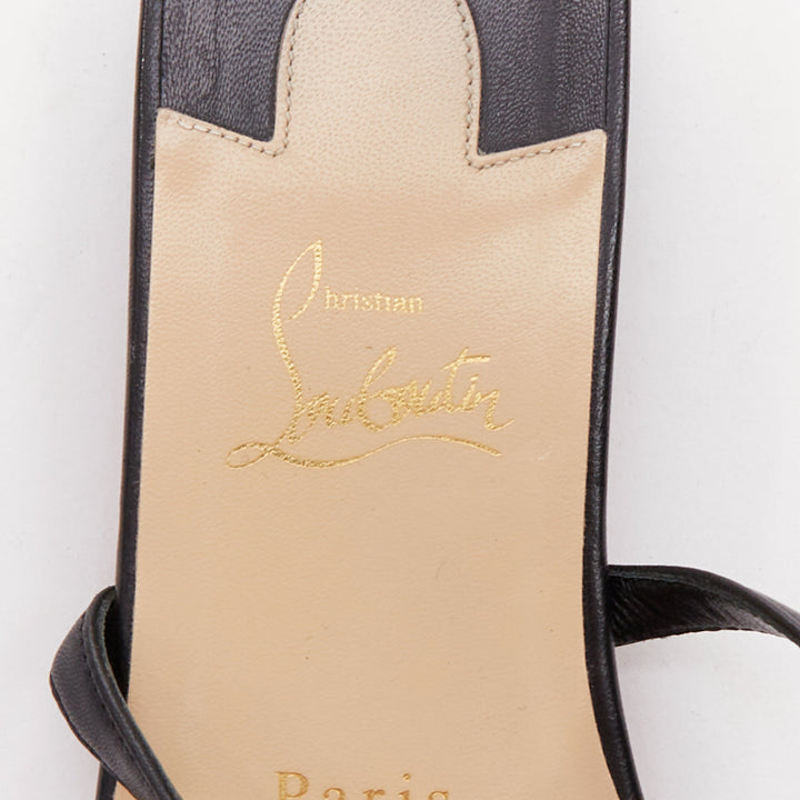 CHRISTIAN LOUBOUTIN Galerietta black calfskin silver studded sandals EU36.5