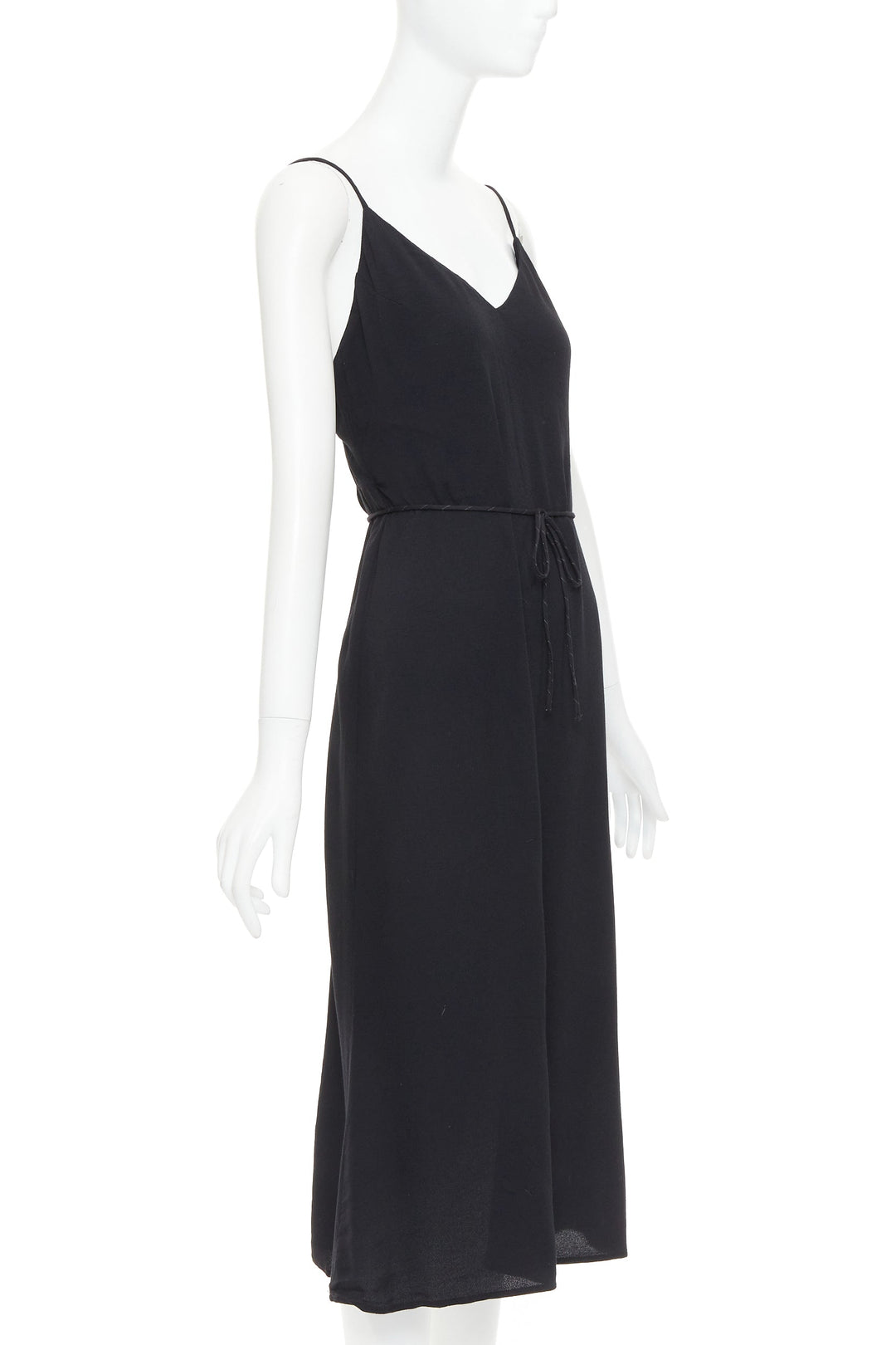 REFORMATION black viscose blend tie waist open back midi dress M