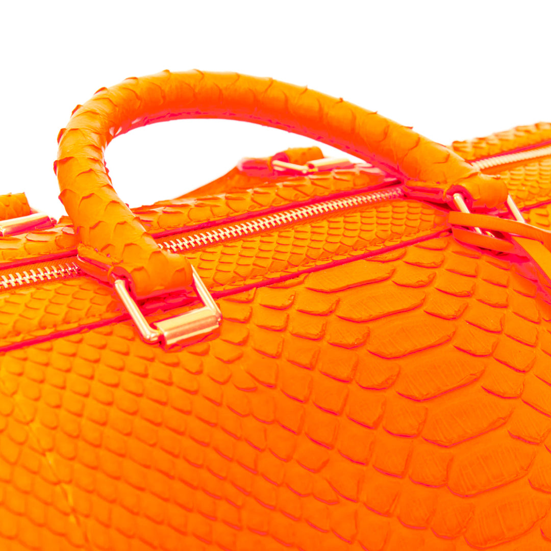 CELINE 2011 Runway Phoebe Philo I Need A Doctor neon orange matte python bag