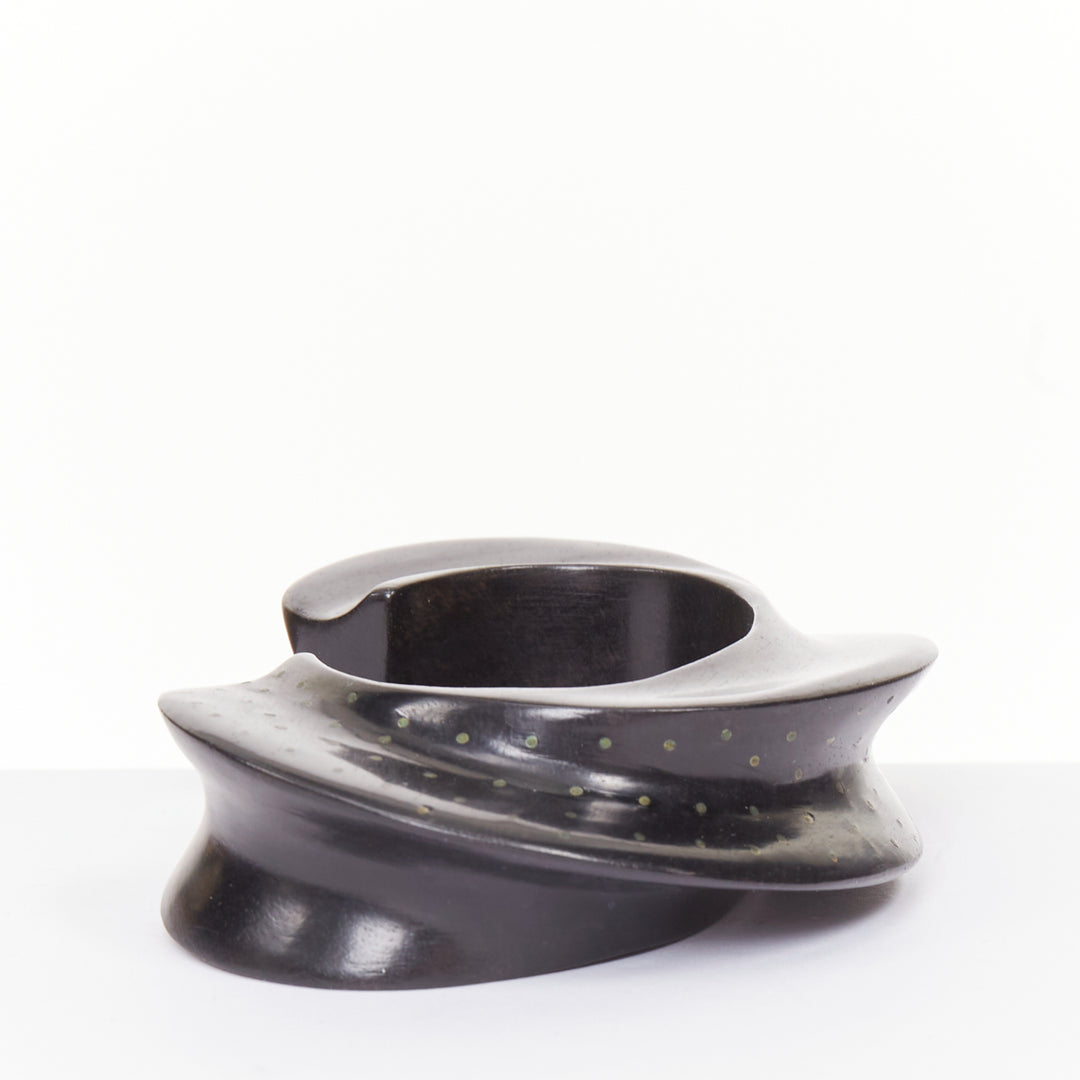 rare PATRICIA VON MUSULIN  Vintage 1990s Modernism ebony wood gold dot bangle
