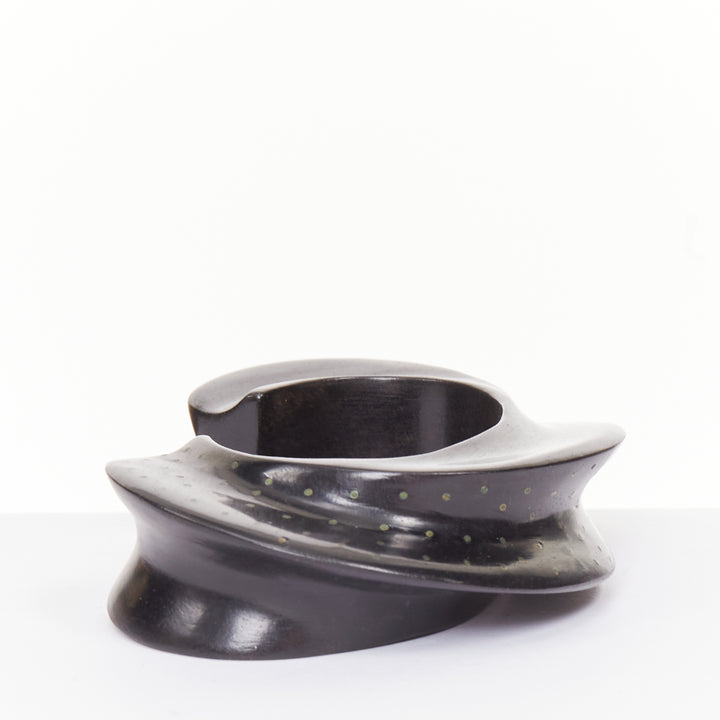 rare PATRICIA VON MUSULIN  Vintage 1990s Modernism ebony wood gold dot bangle