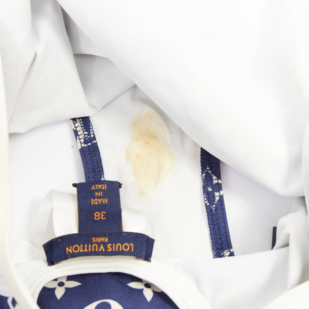 LOUIS VUITTON 2020 Escale blue white monogram one piece swimsuit FR38 M