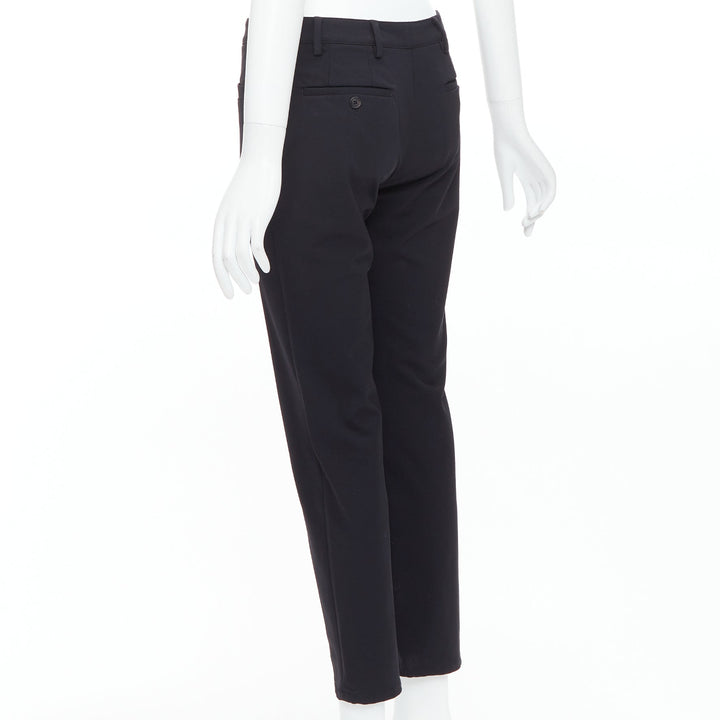 PRADA 2015 black twill horizontal pockets tapered trousers IT40 S
