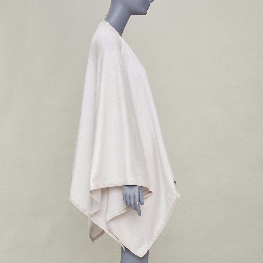 LORO PIANA 2021 cashmere silk blend leather trim button poncho cape coat