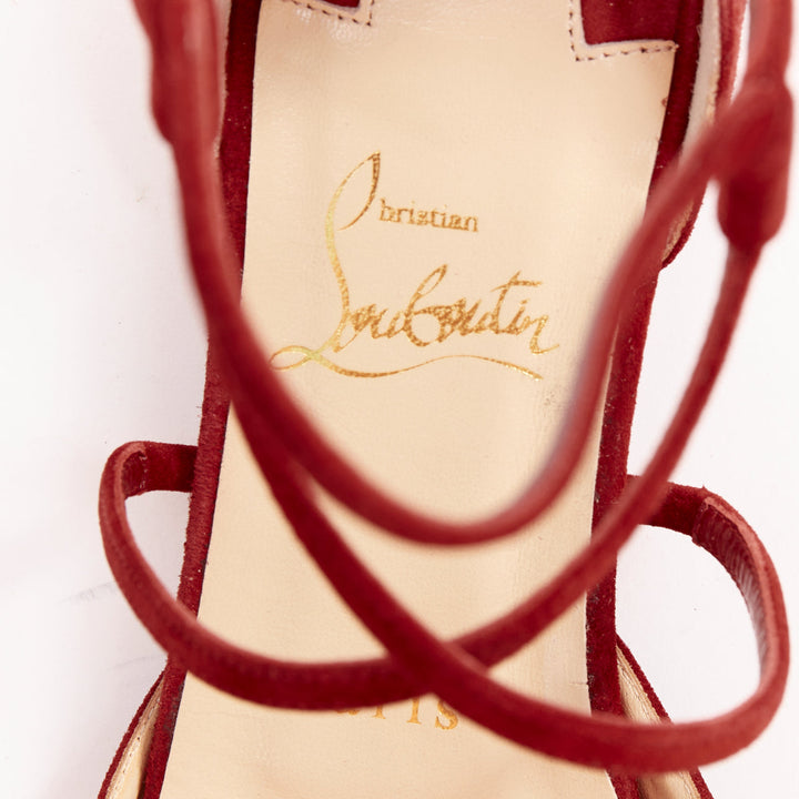 CHRISTIAN LOUBOUTIN Suzanna Flat Veau Velours Carmin red suede pointy flats EU