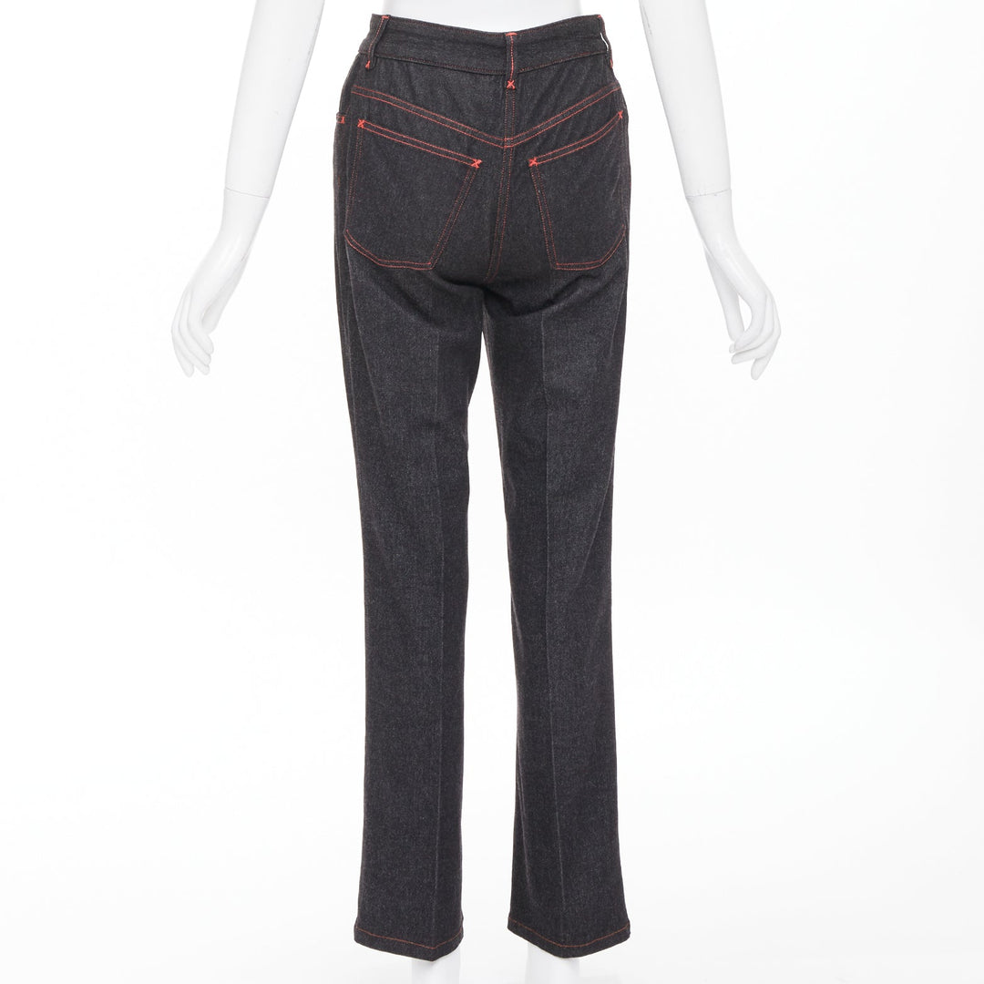 DOLCE GABBANA Vintage black viscose red topstitch high waisted jeans IT38 XS