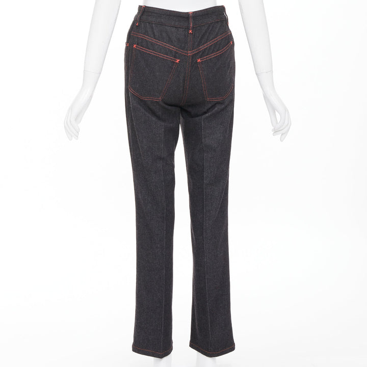 DOLCE GABBANA Vintage black viscose red topstitch high waisted jeans IT38 XS