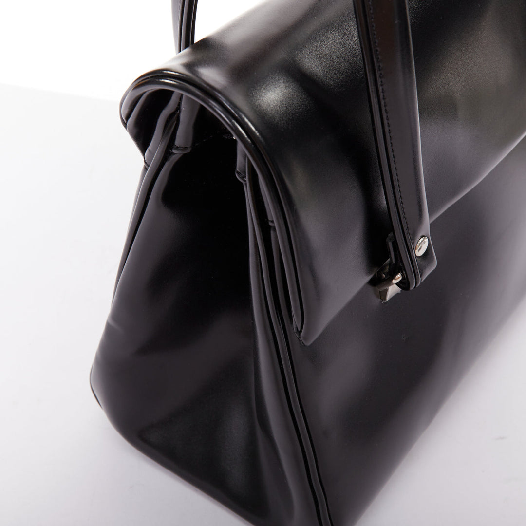 COMME DES GARCONS CDG black buffed faux leather foldover duffle bag
