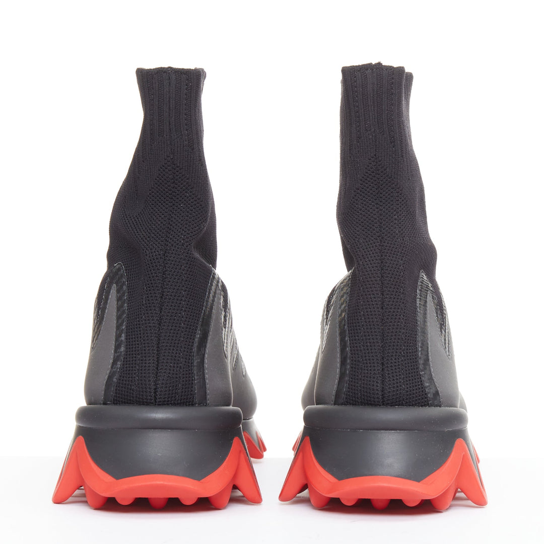 CHRISTIAN LOUBOUTIN Sharky Sock black sock spikey sole sneaker boot EU45 US12