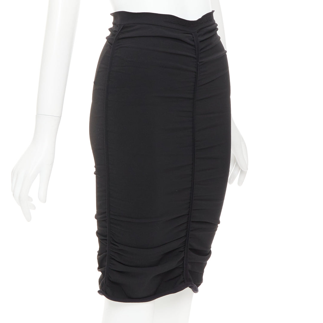 ALEXANDER WANG black ruched gathered high waisted pencil skirt S