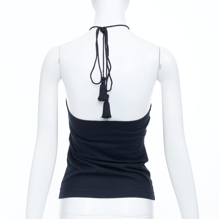 DOLCE GABBANA 2003 Vintage Atlanta graphic print black jersey halter top IT38 XS