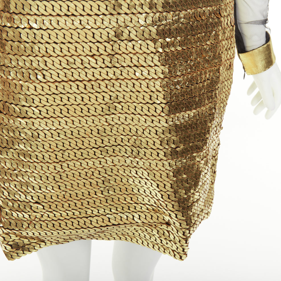 rare TOM FORD 2015 Runway Lisa Eisner spike nipple brooch leather dress IT42 M