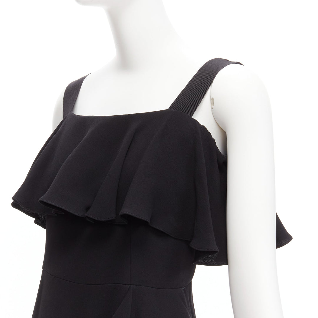 ALEXANDER MCQUEEN 2015 100% silk black asymmetric flutter cocktail dress IT38 XS