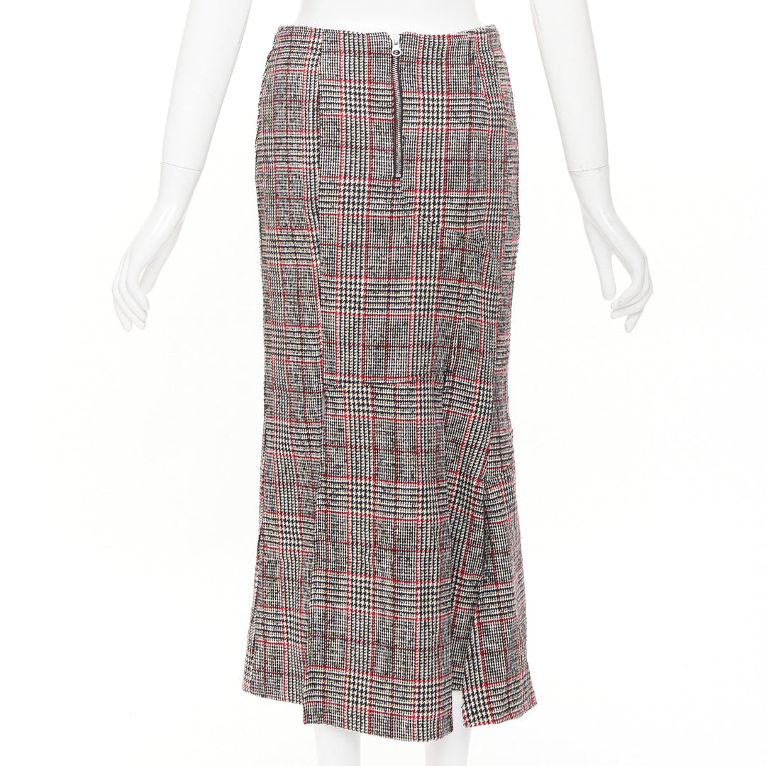 MCQ ALEXANDER MCQUEEN multicolor plaid checked tweed pleated midi skirt IT38