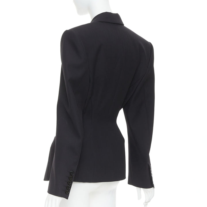 ALEXANDRE VAUTHIER SS2024 black Grain De Poudre wasp waist peak tuxedo jacket