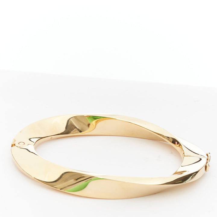 SAINT LAURENT Twisted gold double push clasps hard bangle