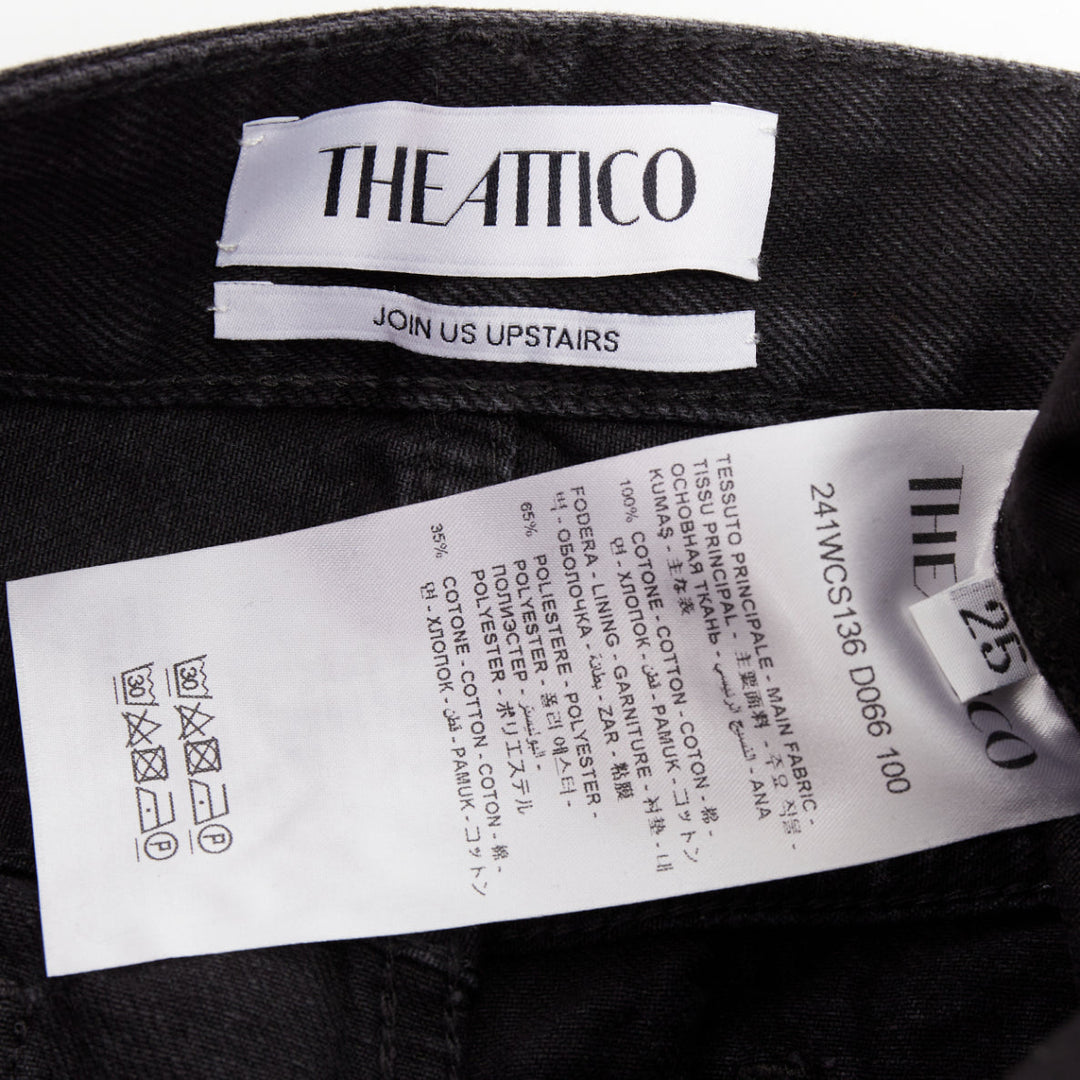 THE ATTICO Fay black cotton multi cargo pocket low rise mini skirt 25"