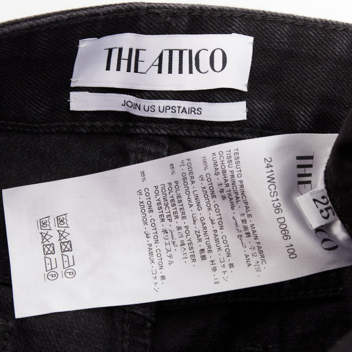 THE ATTICO Fay black cotton multi cargo pocket low rise mini skirt 25"