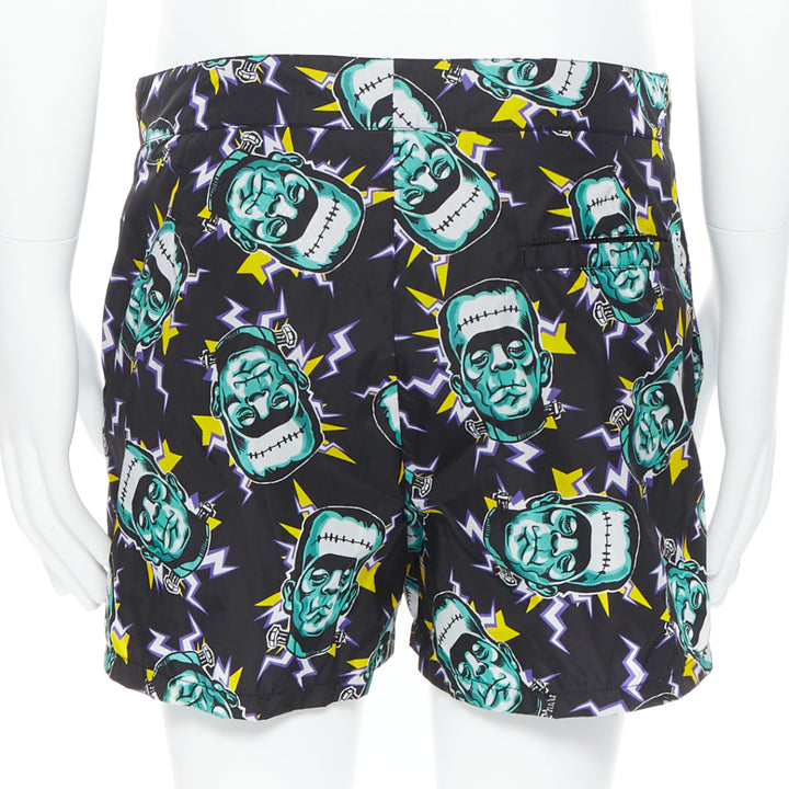 PRADA 2019 Frankenstein print nylon triangle logo swimming shorts IT46 S