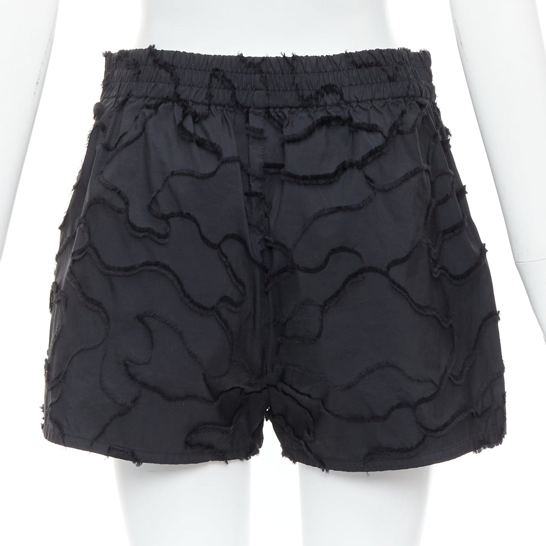 CHRISTIAN DIOR black camouflage patch applique logo shorts FR36 S