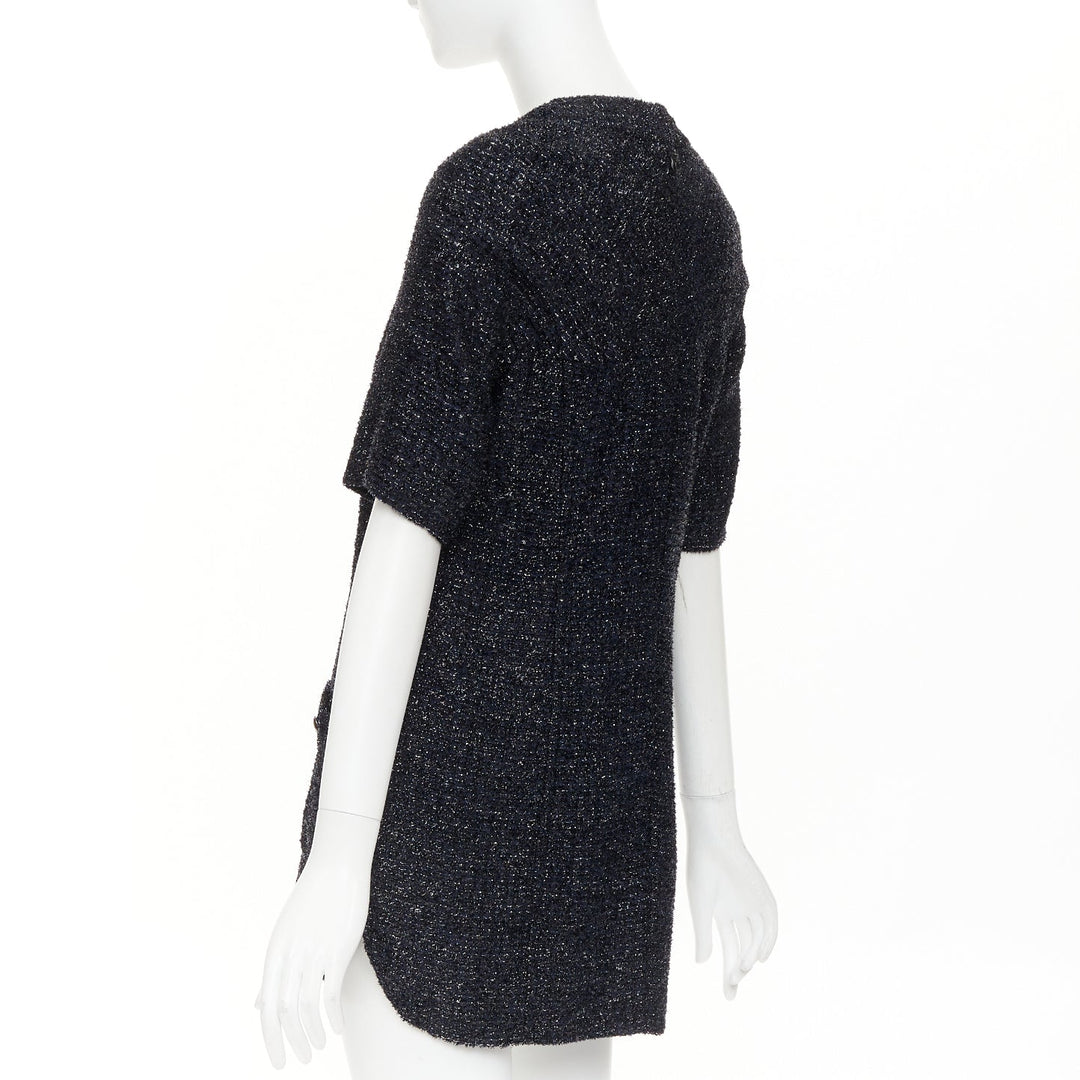 CHANEL 2013 shimmery lurex metallic knit scoop neck pocket shift dress FR40 M