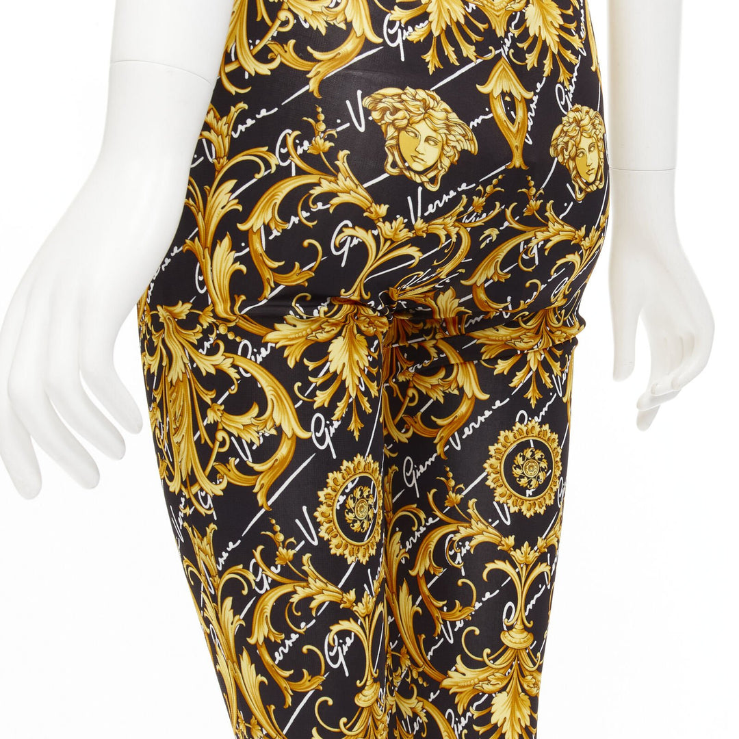 VERSACE 2020 Runway Gianni Signature Medusa Barocco gold flare pants IT42 M