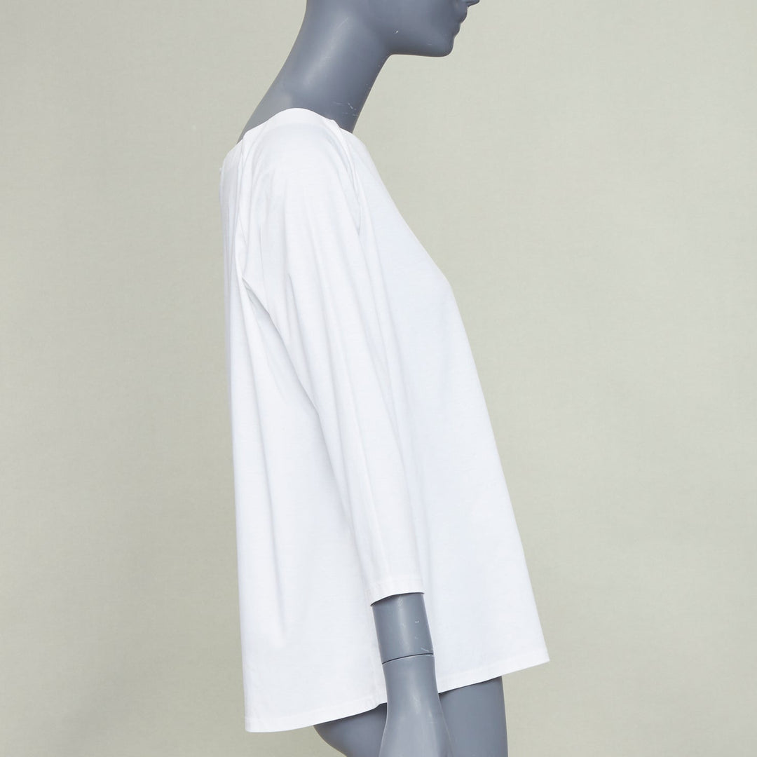 THE ROW Pepper white cotton stand up tape lined bateau neck crop sleeves top XS