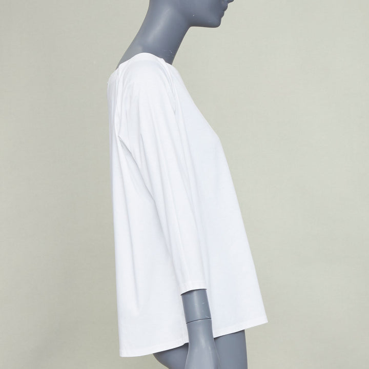 THE ROW Pepper white cotton stand up tape lined bateau neck crop sleeves top XS
