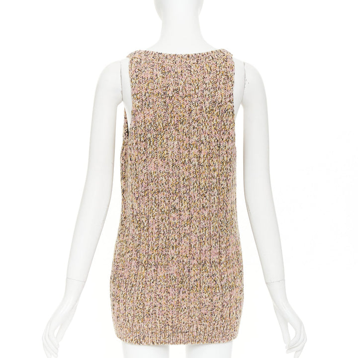 GUCCI 2024 pink marl chunky wool blend knit scoop neck tank tunic S