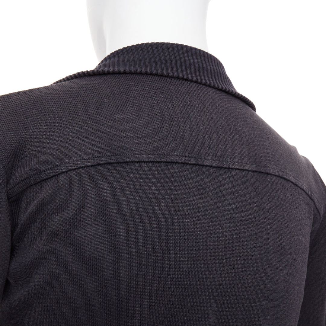 PRADA 2012 cotton full zip mock neck knit cardigan washed effect sweater IT48 M