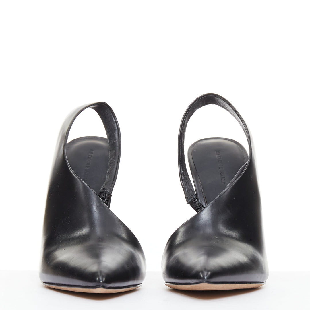 ALEXANDER WANG Edie black smooth leather half dorsay slingback booties EU38.5