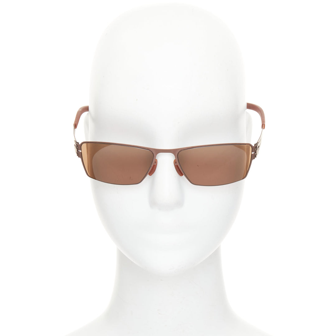 IC BERLIN Classic Carl brown sheet metal rectangular eyewear sunglasses