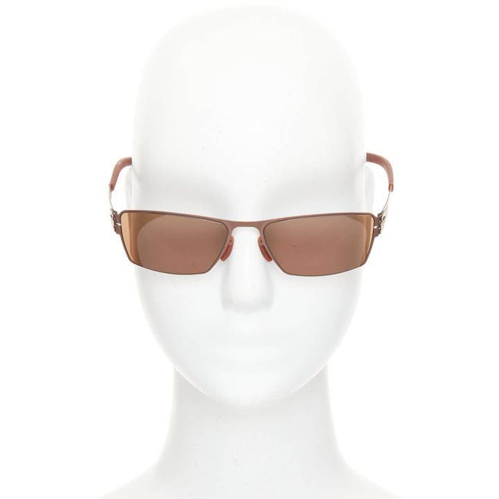 IC BERLIN Classic Carl brown sheet metal rectangular eyewear sunglasses