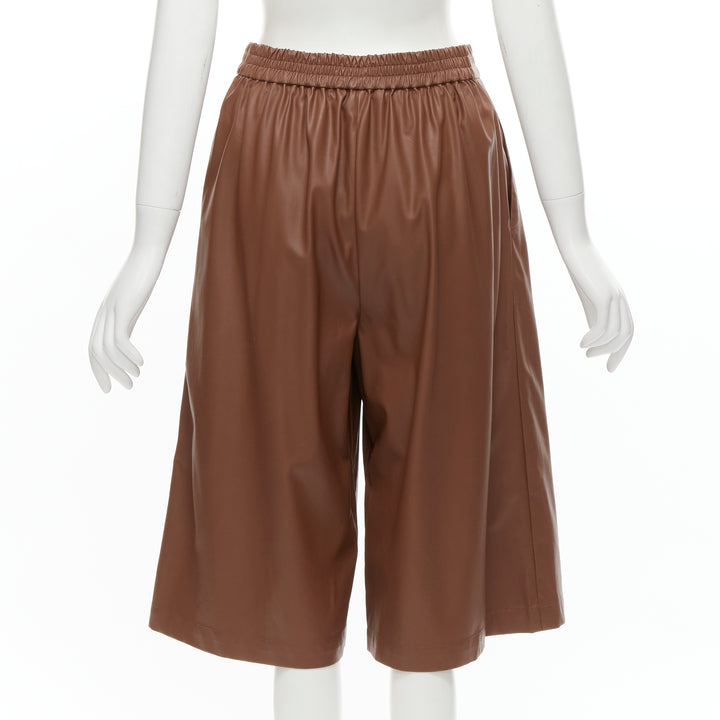 TIBI brown faux leather boxy fit shirt culotte wide shorts S