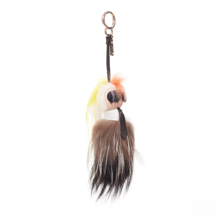 FENDI 2014 Runway Mini Karlito mink fox fur yellow hair caricature charm
